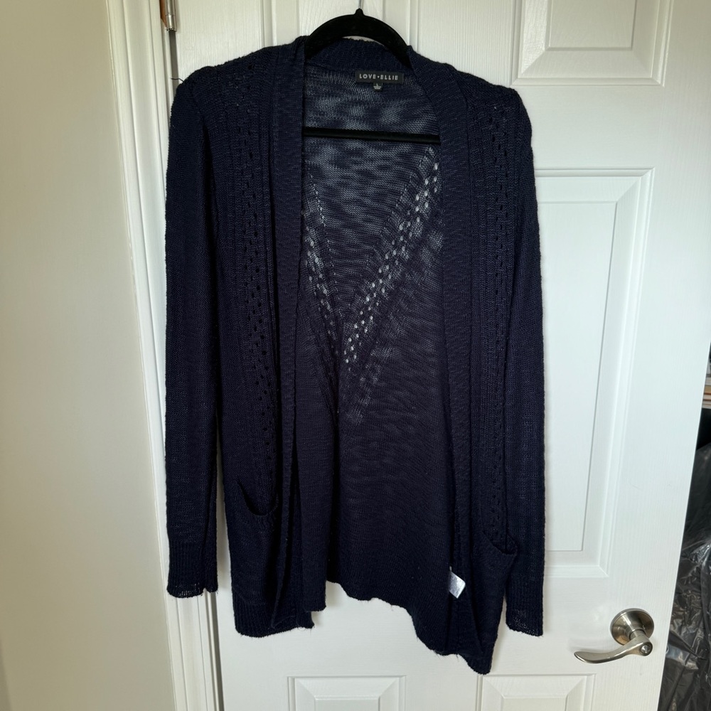 Navy blue Elegant Navy Knit Cardigan